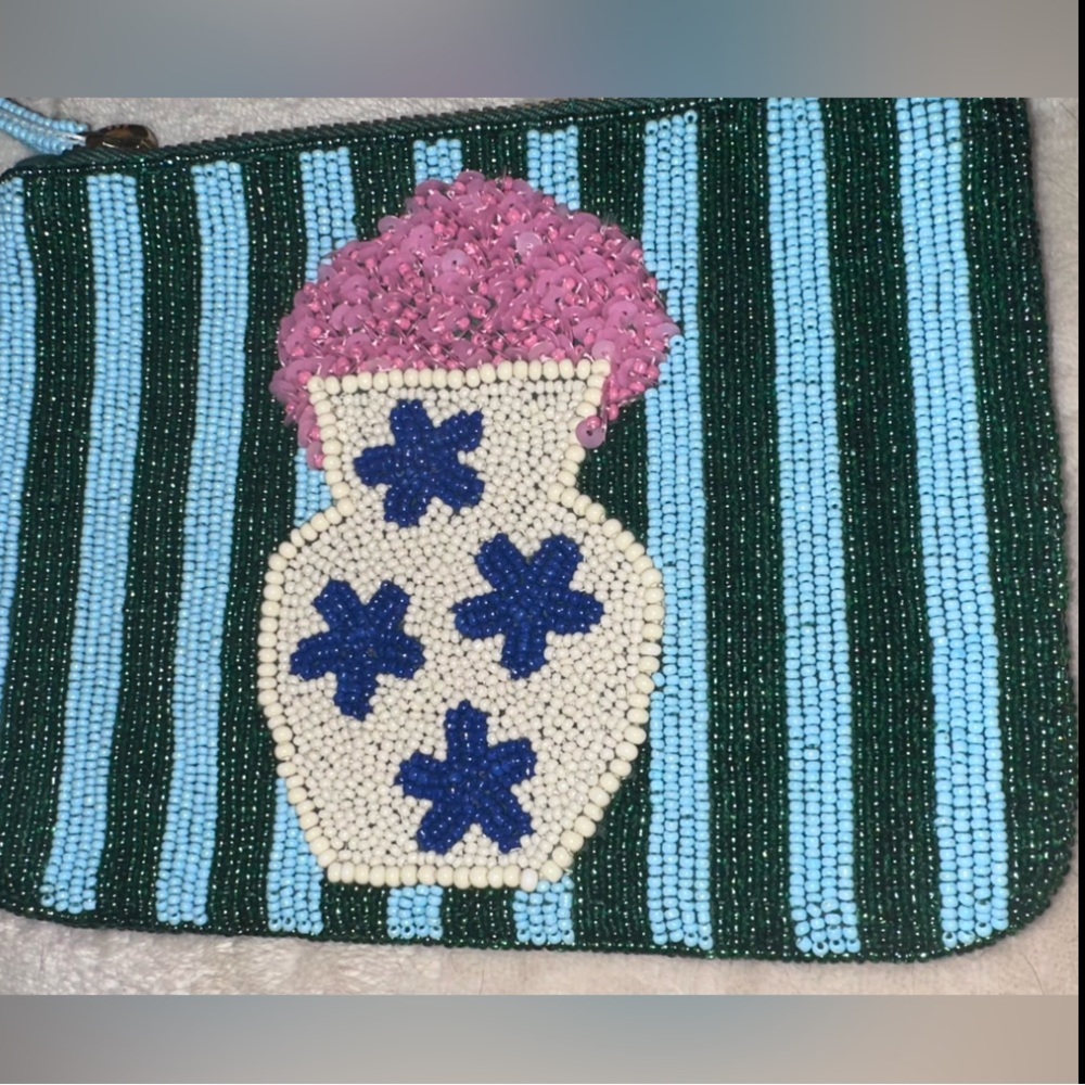 Anthropologie Beaded Floral Vase Design Clutch